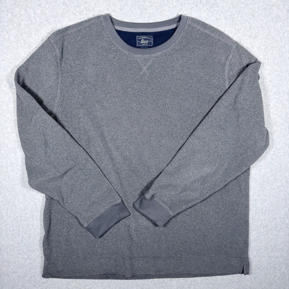GH Bass & Co Mens Gray Fleece Crew Neck Pullover Sweatshirt XXL GATIC60004